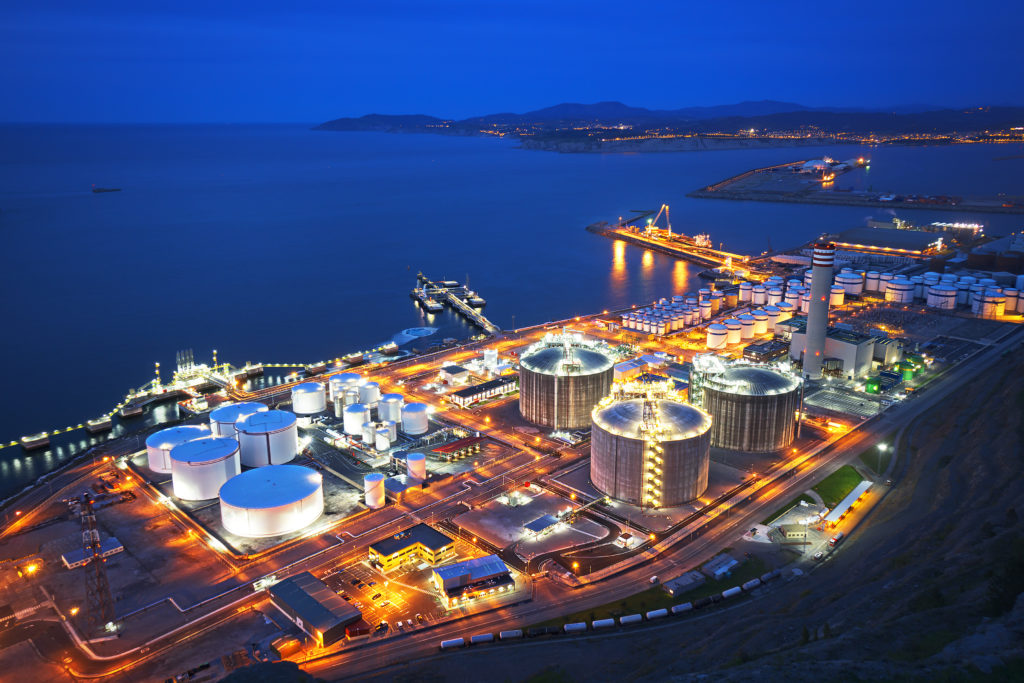 industrial factory at night